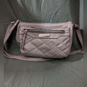 Rosetti Gray Faux Leather Diamond Shoulder Bag